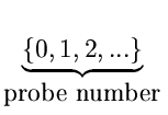 $\displaystyle \underbrace{\{ 0, 1, 2,... \}}_{\mbox{probe number}}^{}\,$